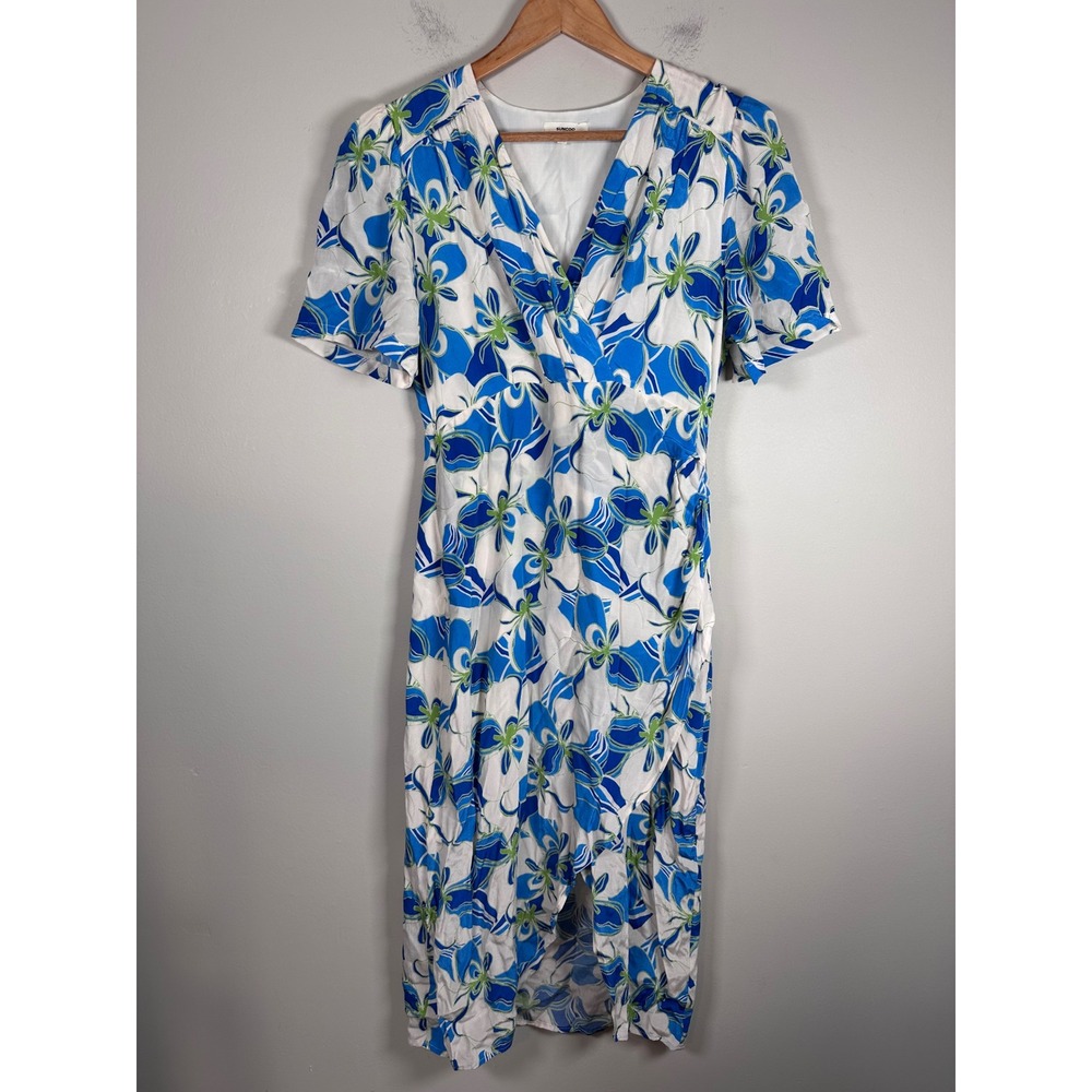 Suncoo Cybelle Floral Midi Dress Womens T1 small Blue Green French Parisian Chic